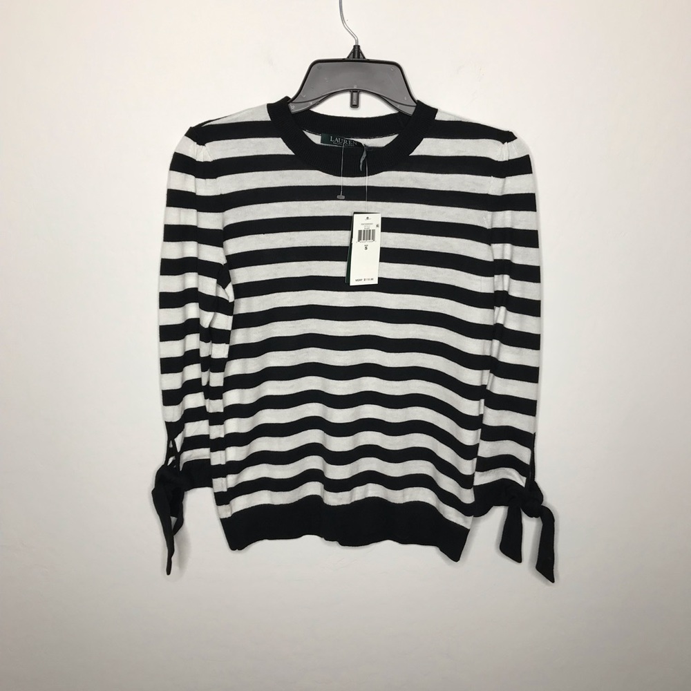 Lauren Ralph Lauren Striped Black & White Sweater Size Small NWT